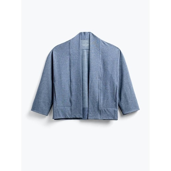 NWT Ministry Of Supply Women's Fusion Terry Cardigan Size M Pockets Blue Heather - Picture 5 of 13